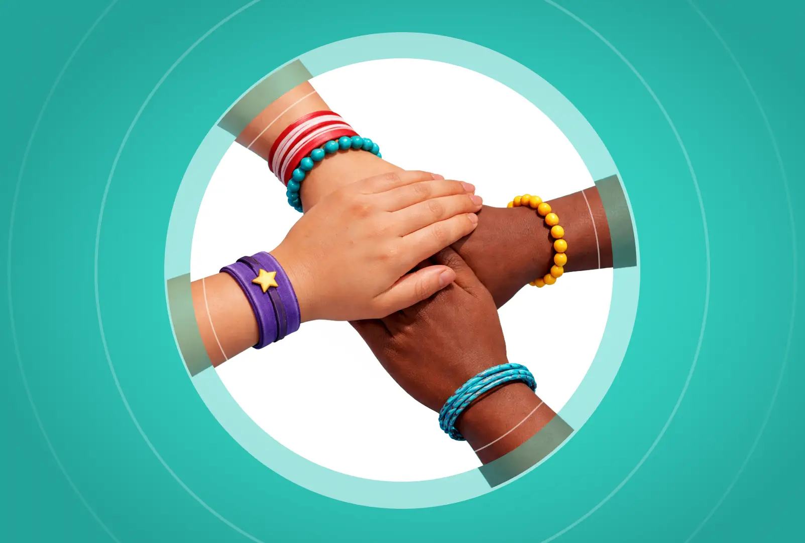 Manos unidas de la actividad Ohana